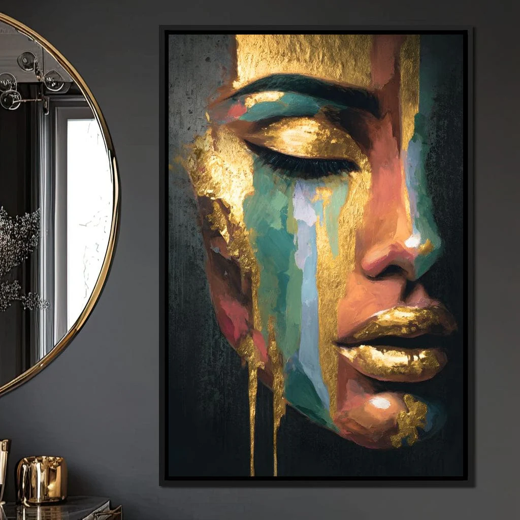 Golden Radiant Abstract Face - Image 13