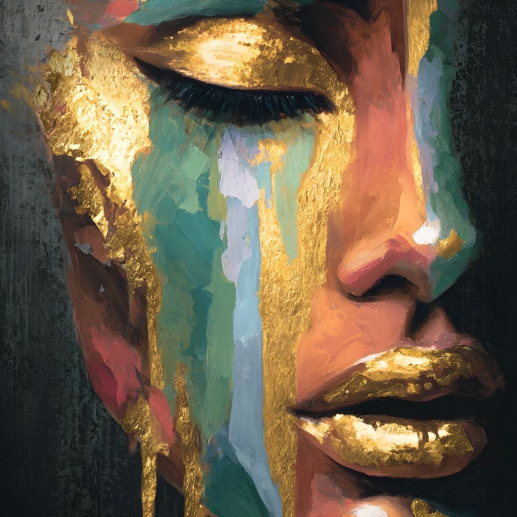 Golden Radiant Abstract Face - Image 14