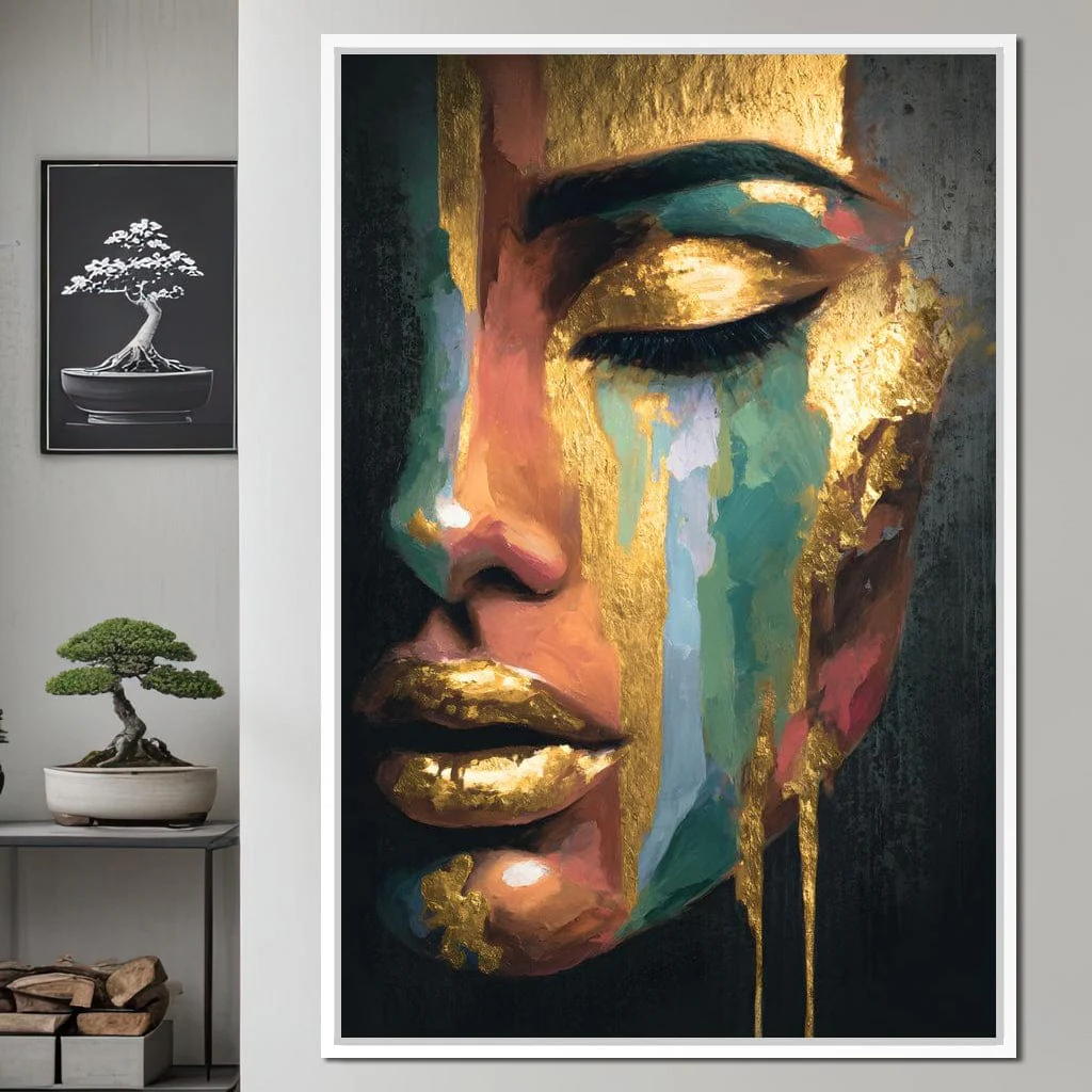 Golden Radiant Abstract Face B - Image 3