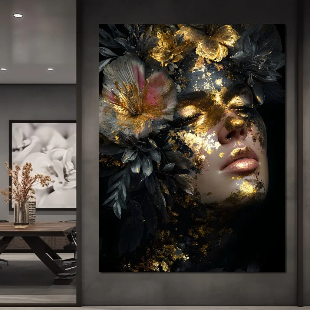 Golden Reverie Floral Visage - Image 3