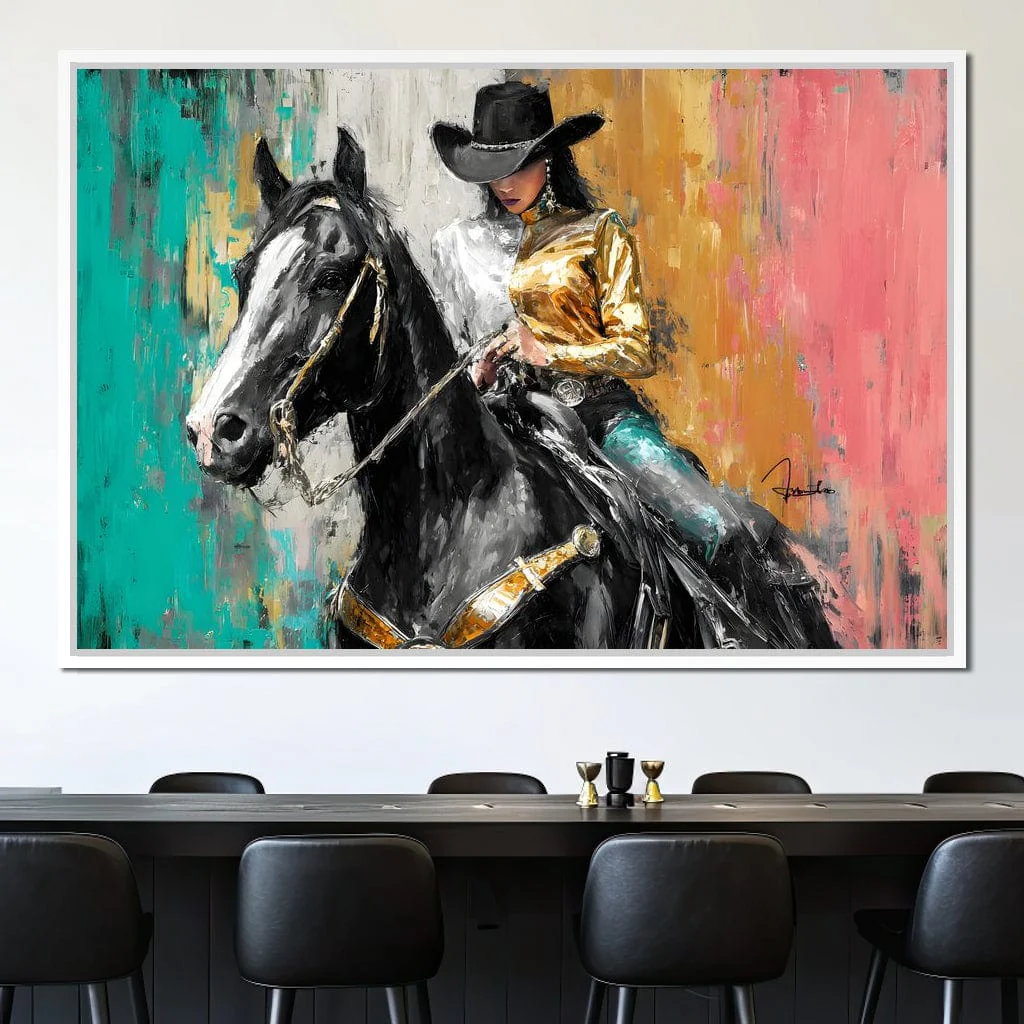 Golden Rider on Midnight Steed - Image 9