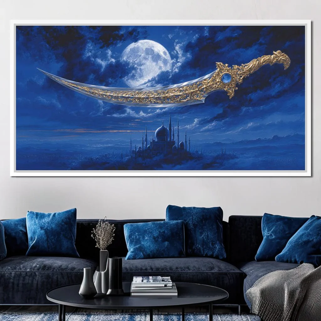 Golden Scimitar Under Full Moon - Image 11