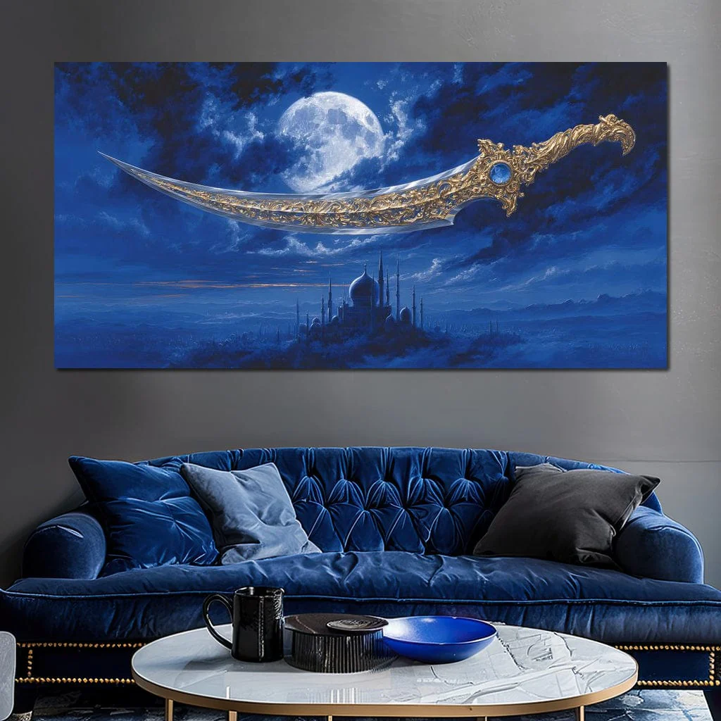 Golden Scimitar Under Full Moon - Image 5