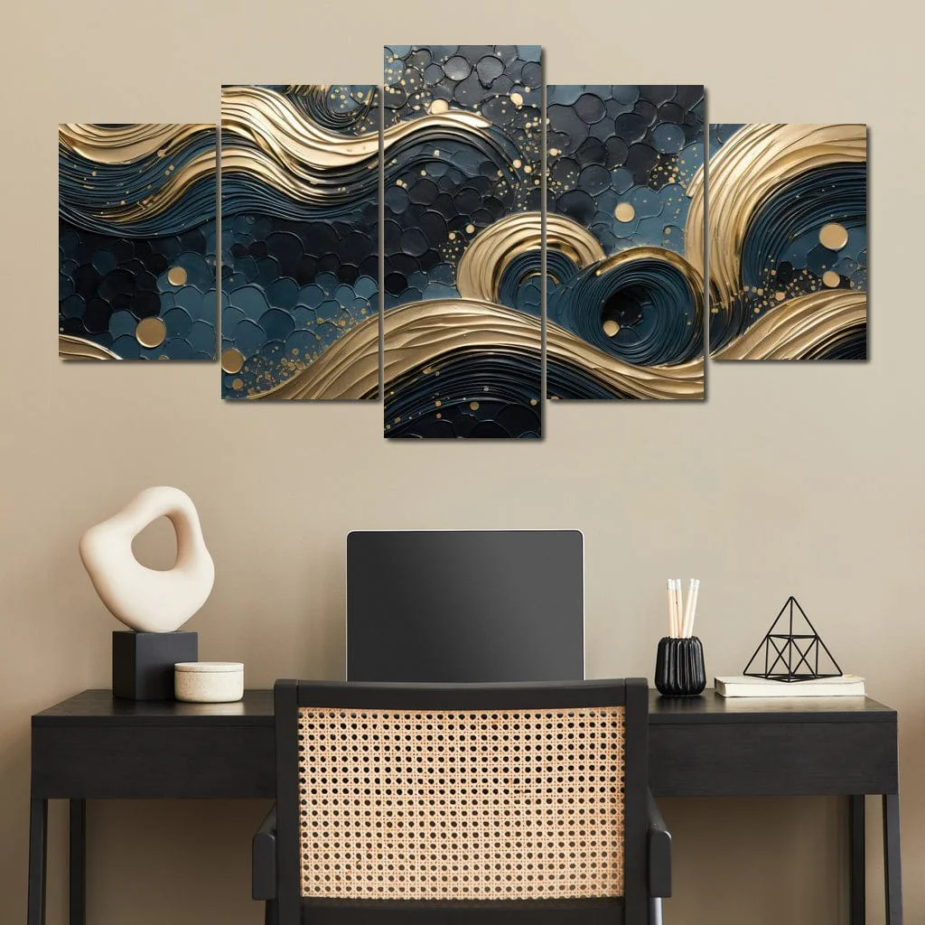 Golden Waves in Abstract Realism - Image 2