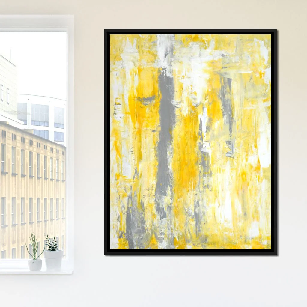 Grey & Yellow Abstract Art Painting
