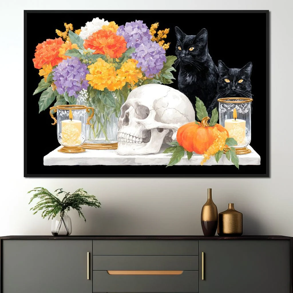 Halloween Bouquet Cats Skull Candle - Image 3