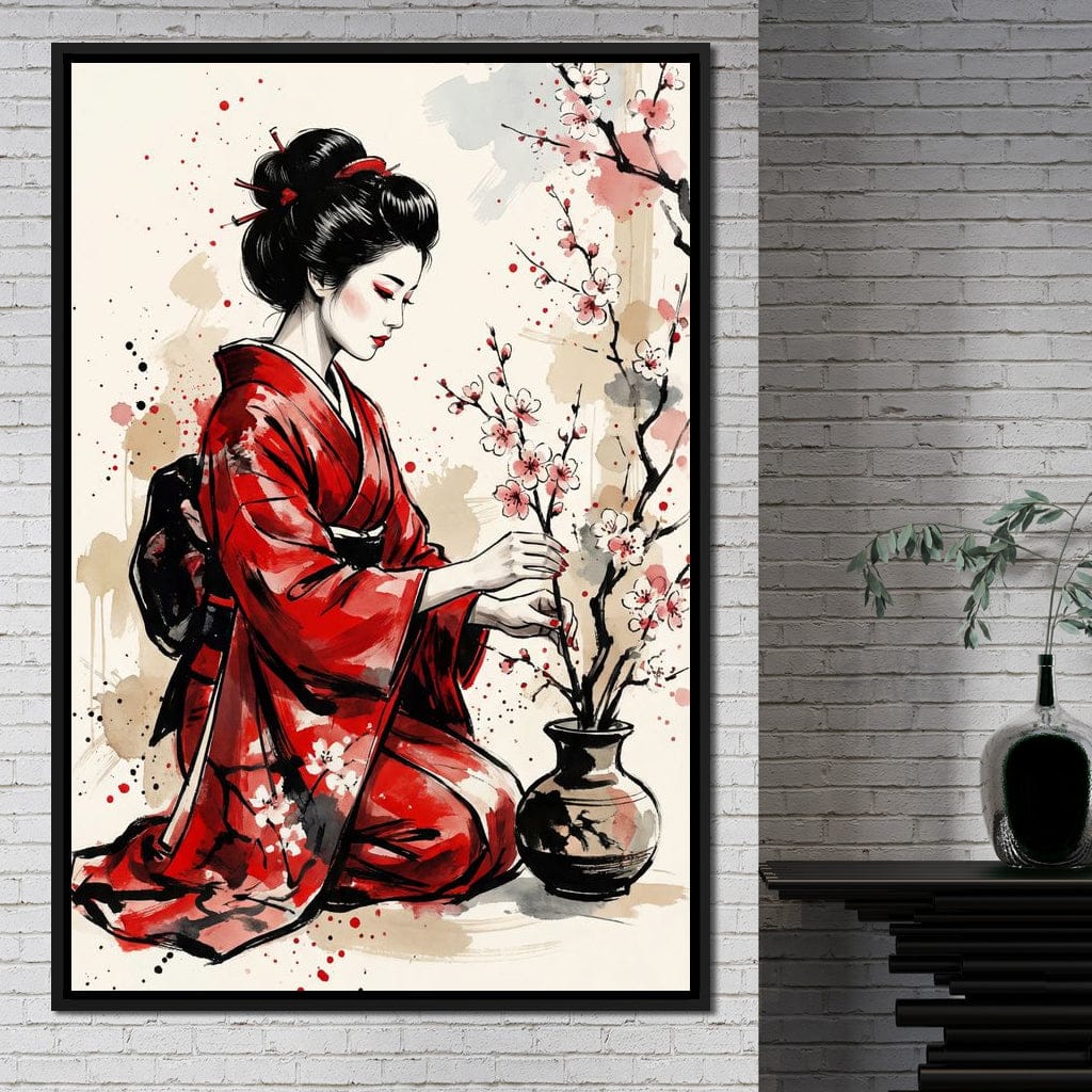 Japanese Woman with Cherry Blossoms