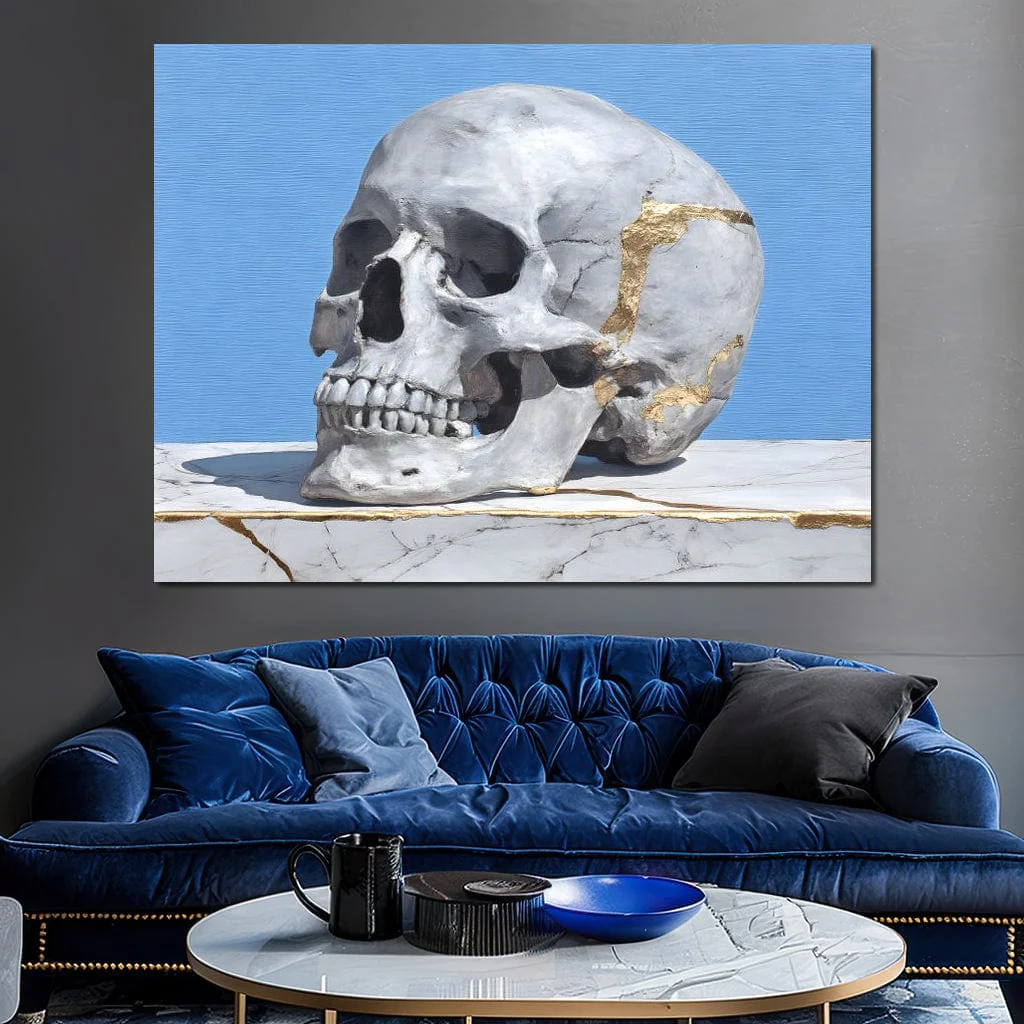 Kintsugi Skull on Marble Stilllife - Image 11