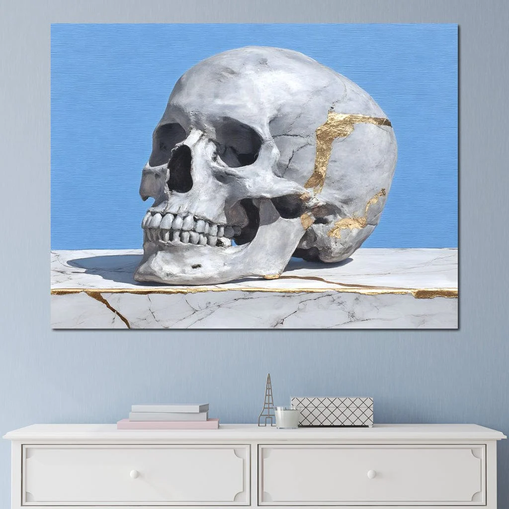 Kintsugi Skull on Marble Stilllife - Image 9