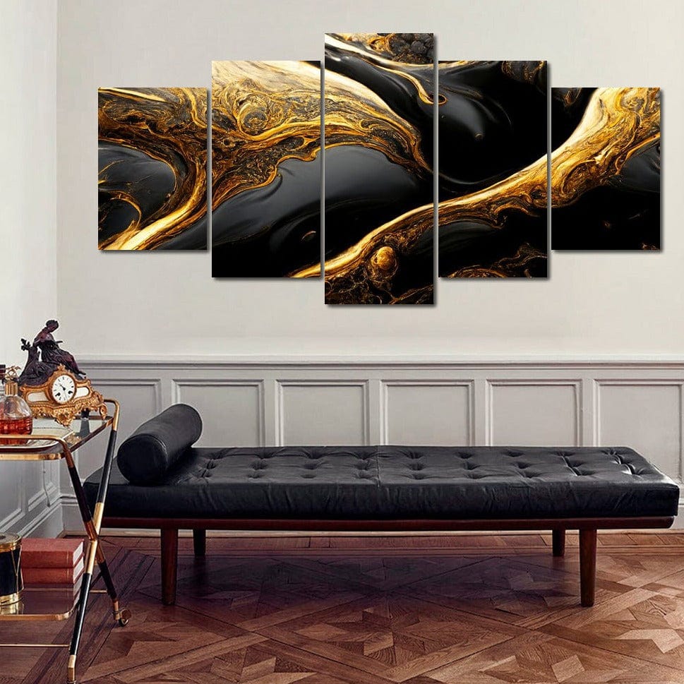 Luxury Abstract Marble in Black & Gold - Image 5