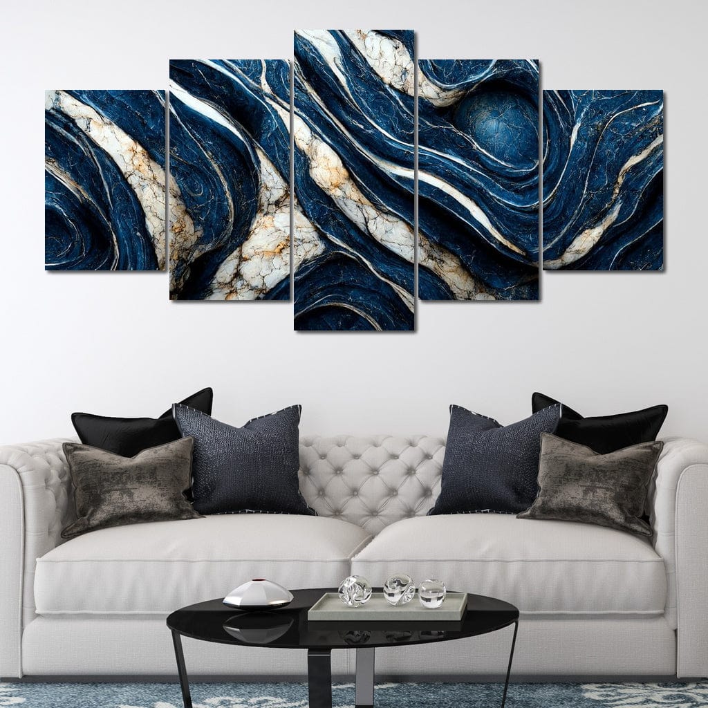 Luxury Abstract Marble in Blue, White & Black - Image 3