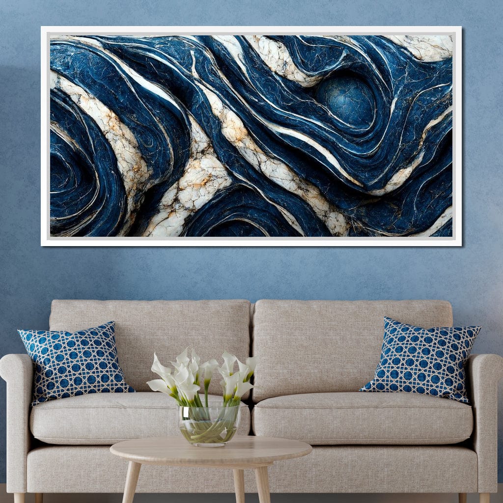 Luxury Abstract Marble in Blue, White & Black - Image 8