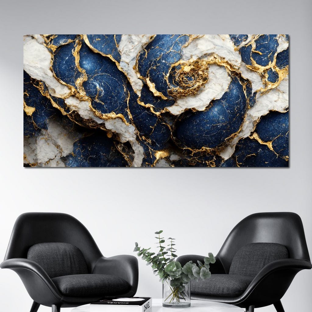 Luxury Abstract Marble in Blue, White & Gold - Image 4