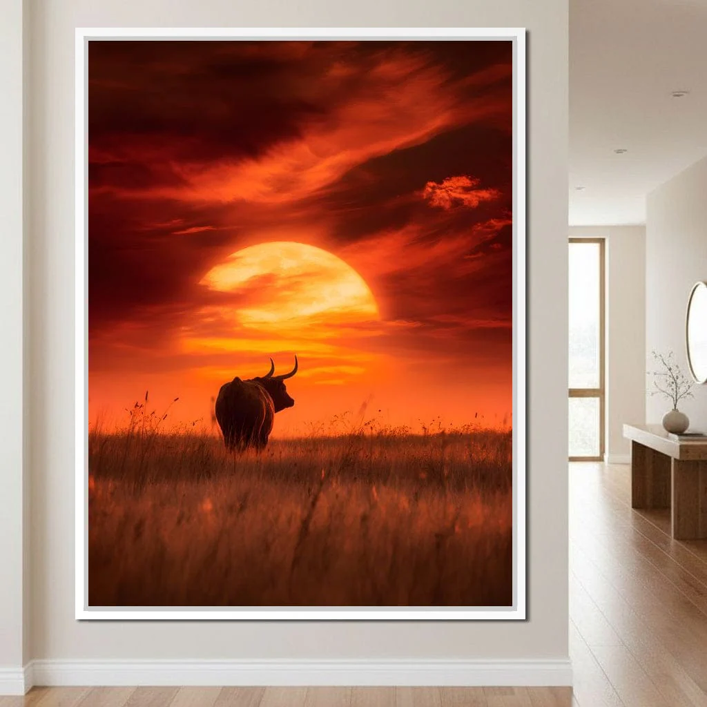 Majestic Bull Sunset Reverie - Image 9