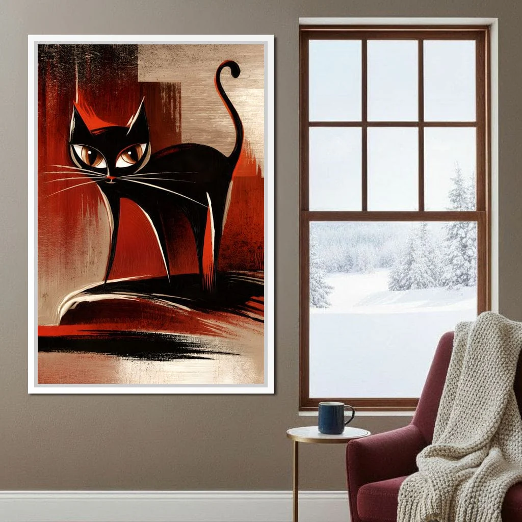 Mid Century Black Cat Stare - Image 5