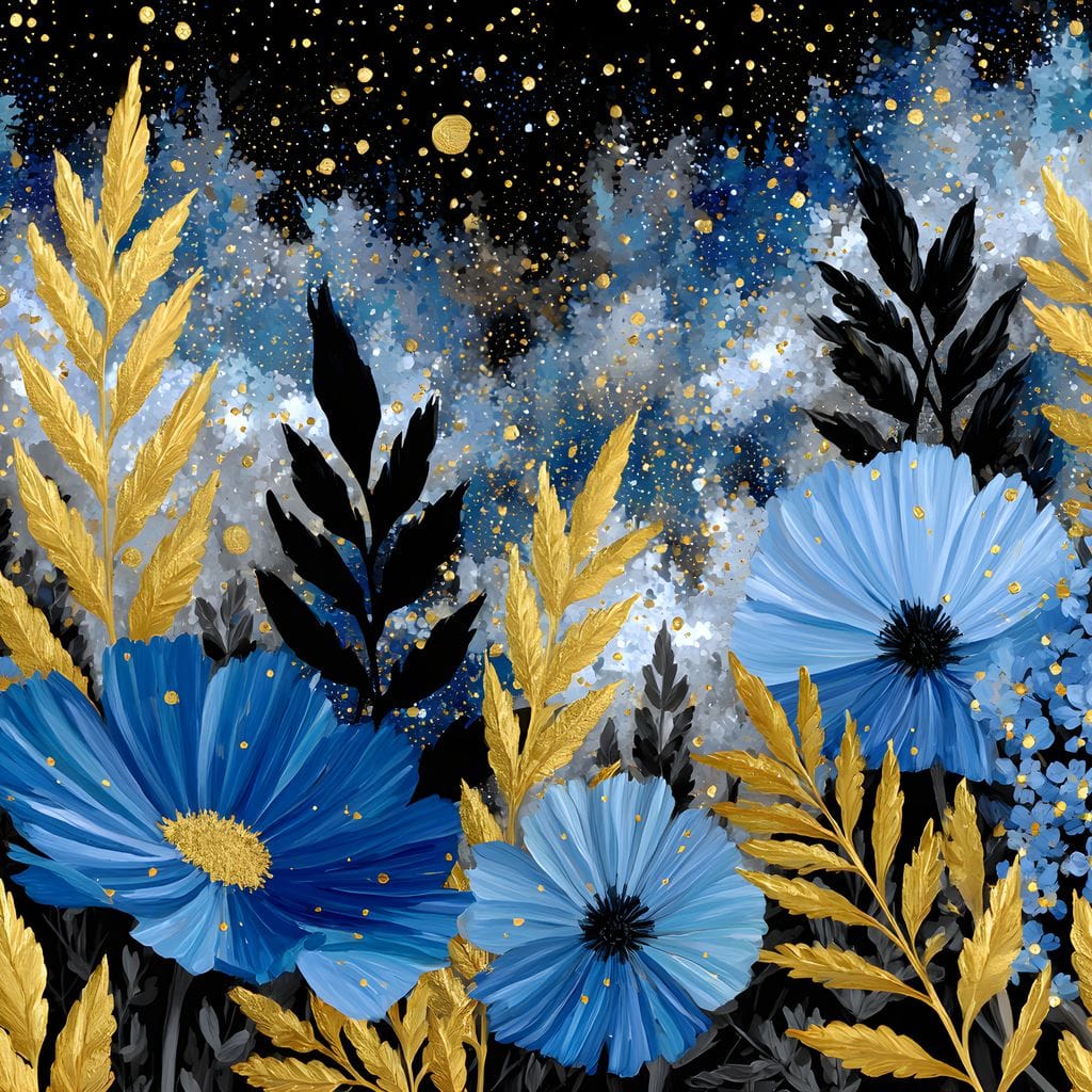 Midnight Blue Cosmos Goldleaf - Image 13