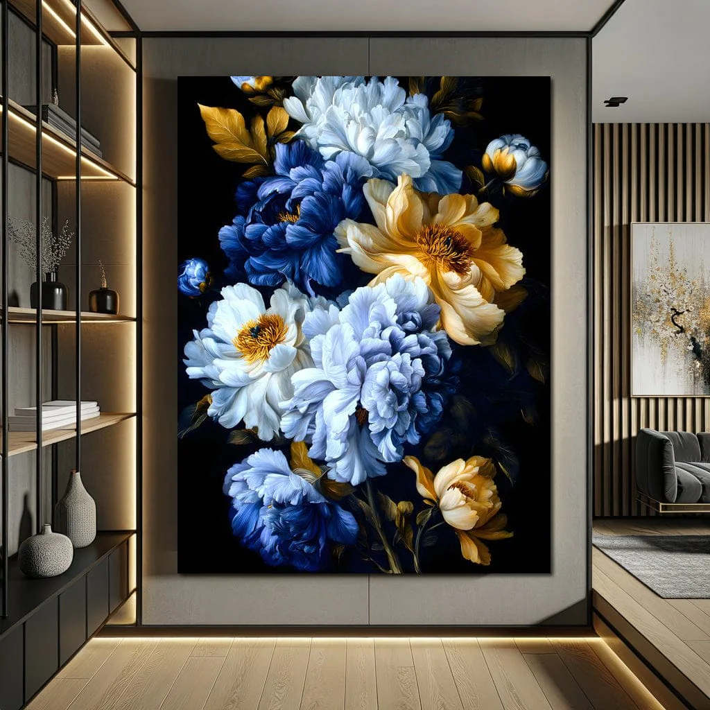 Midnight Golden Floral Peonies - Image 4