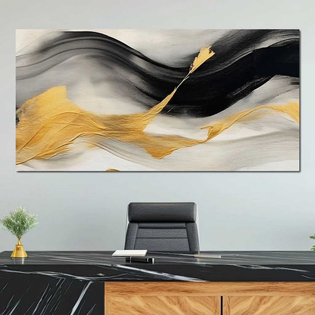 Modern Gold Black Fluid Waves - Image 10
