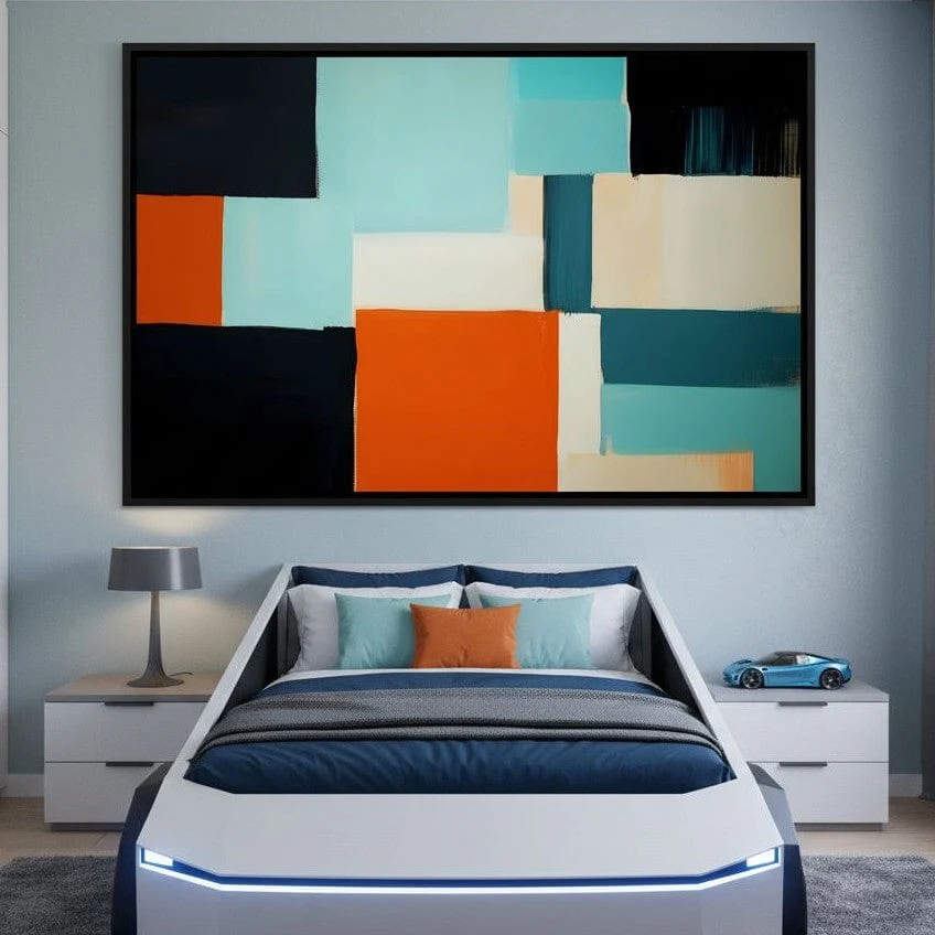 Modern Teal Orange Geometric Fields