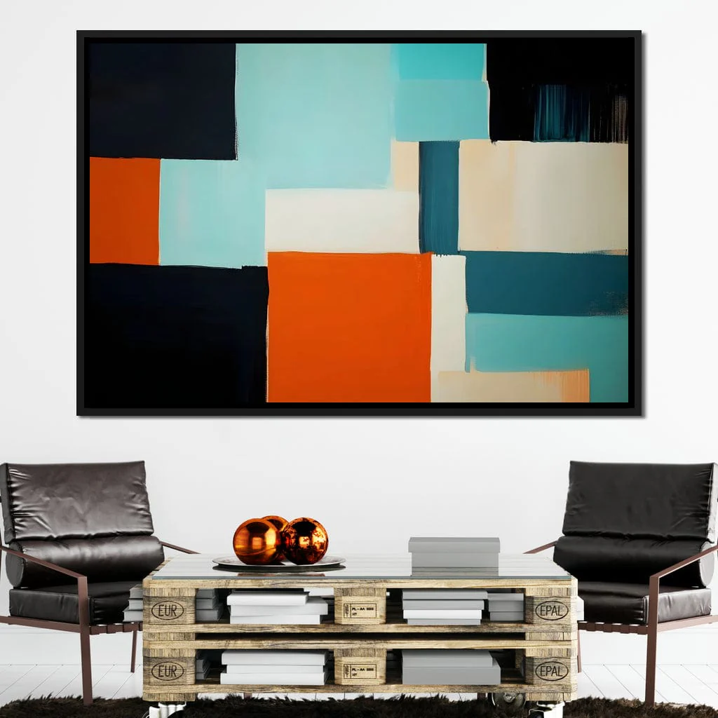 Modern Teal Orange Geometric Fields - Image 4