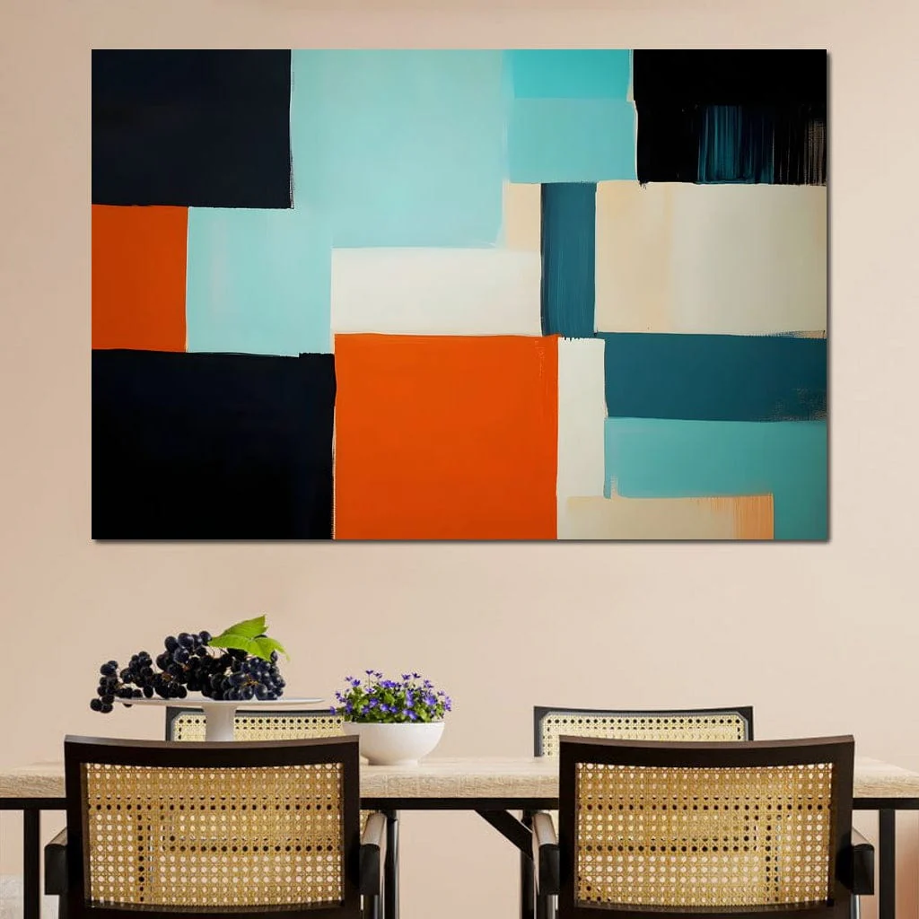 Modern Teal Orange Geometric Fields - Image 9