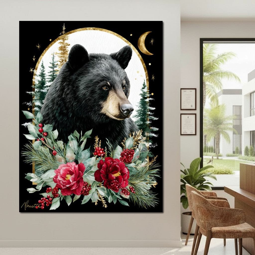 Moonlit Floral Gold Black Bear - Image 11
