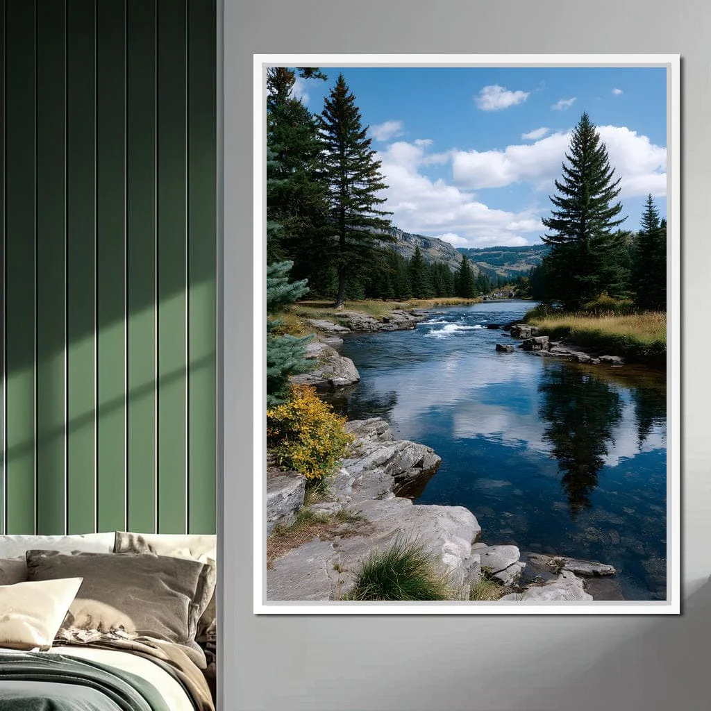 Mountain River Pines Reflection - Image 3