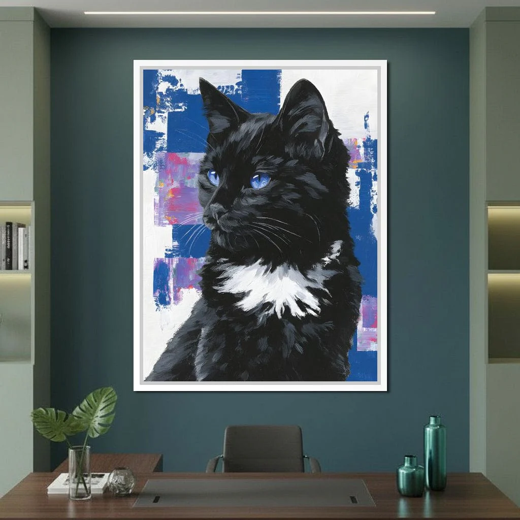 Nocturnal Blue Eyed Feline Portrait - Image 7