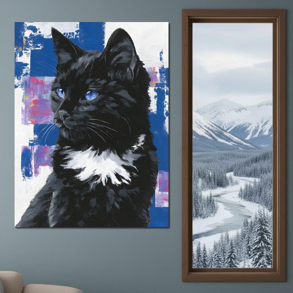 Nocturnal Blue Eyed Feline Portrait - Image 9