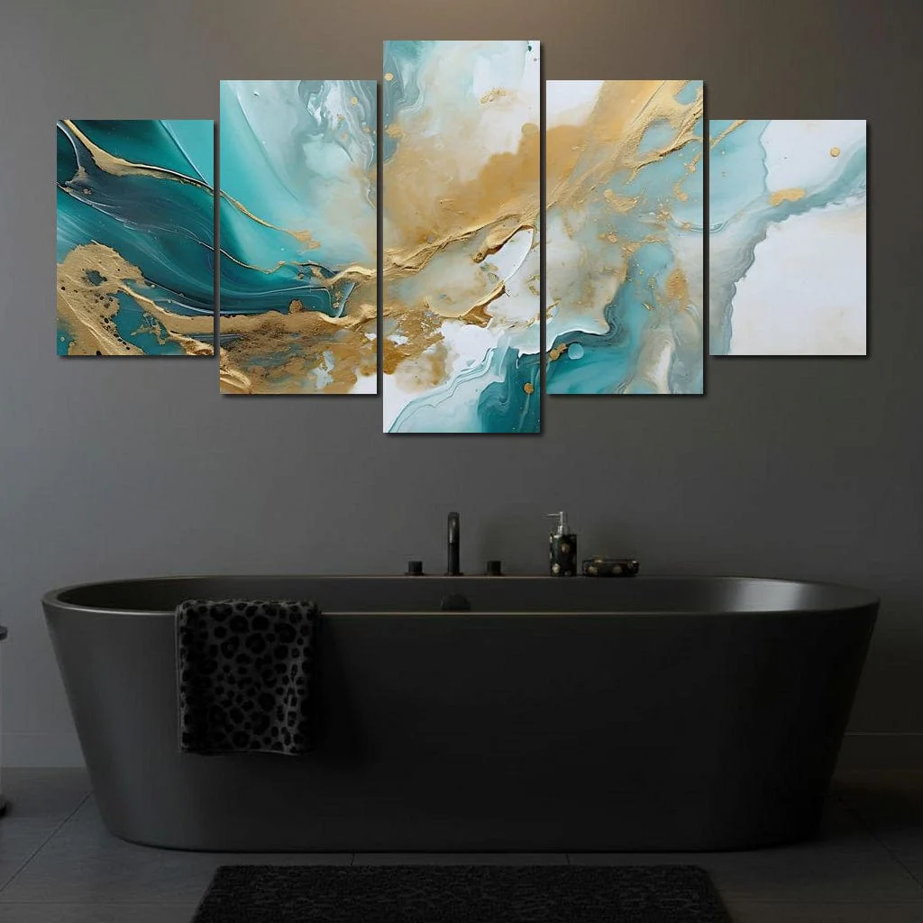 Oceanic Gold Turquoise Abstract - Image 6