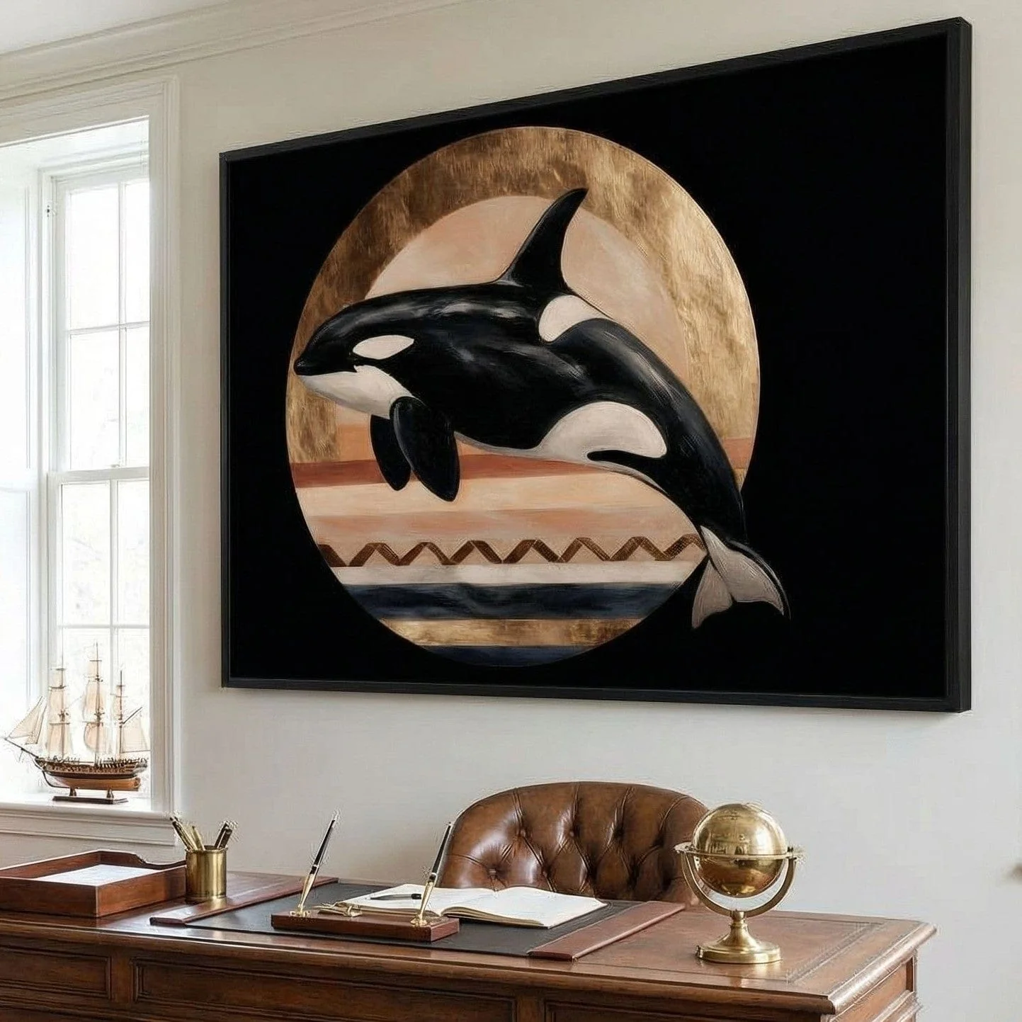 Orca Spirit Under Golden Moon - Image 2