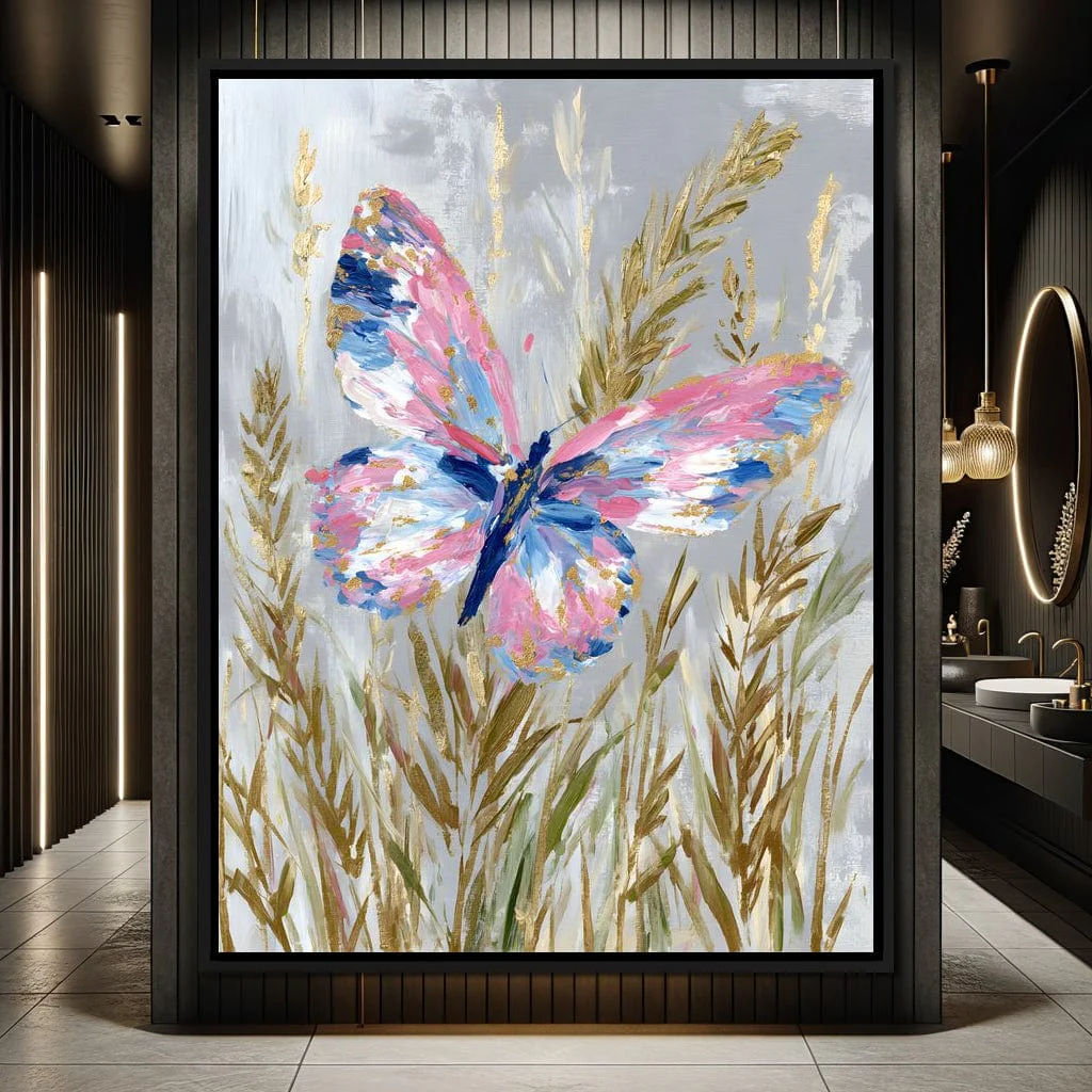 Pastel Butterfly Meadow Painting - Image 11