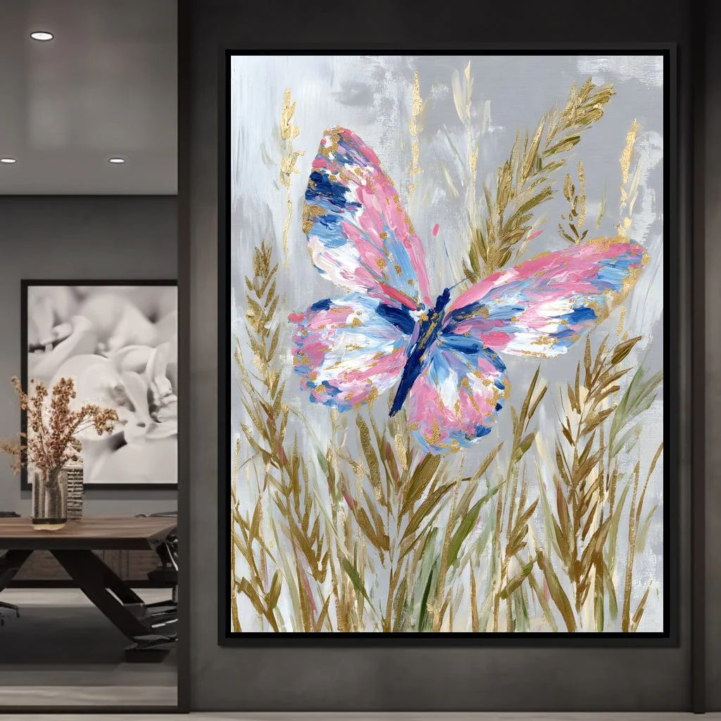 Pastel Butterfly Meadow Painting - Image 2