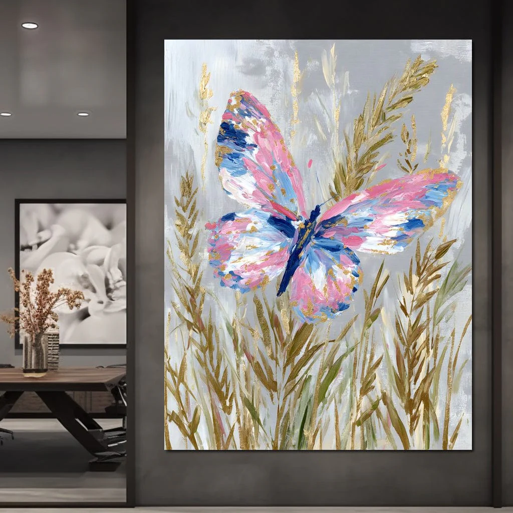 Pastel Butterfly Meadow Painting - Image 9