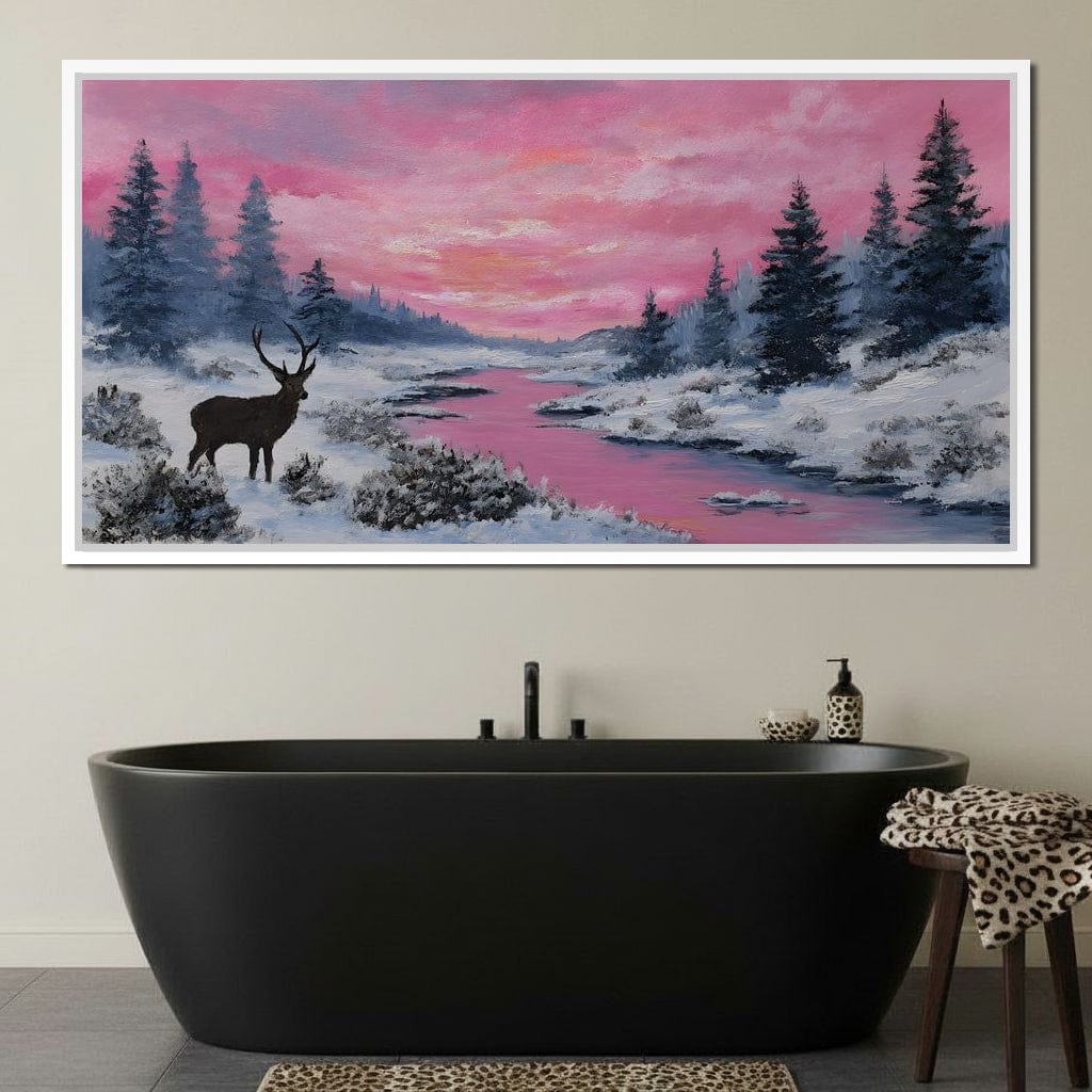 Pink Sunset Winter River Elk - Image 12