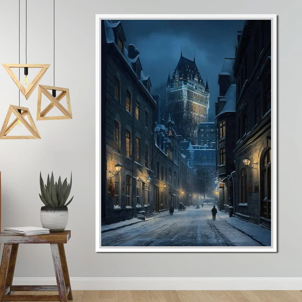 Quebec City Street On a Winter Night - Image 12