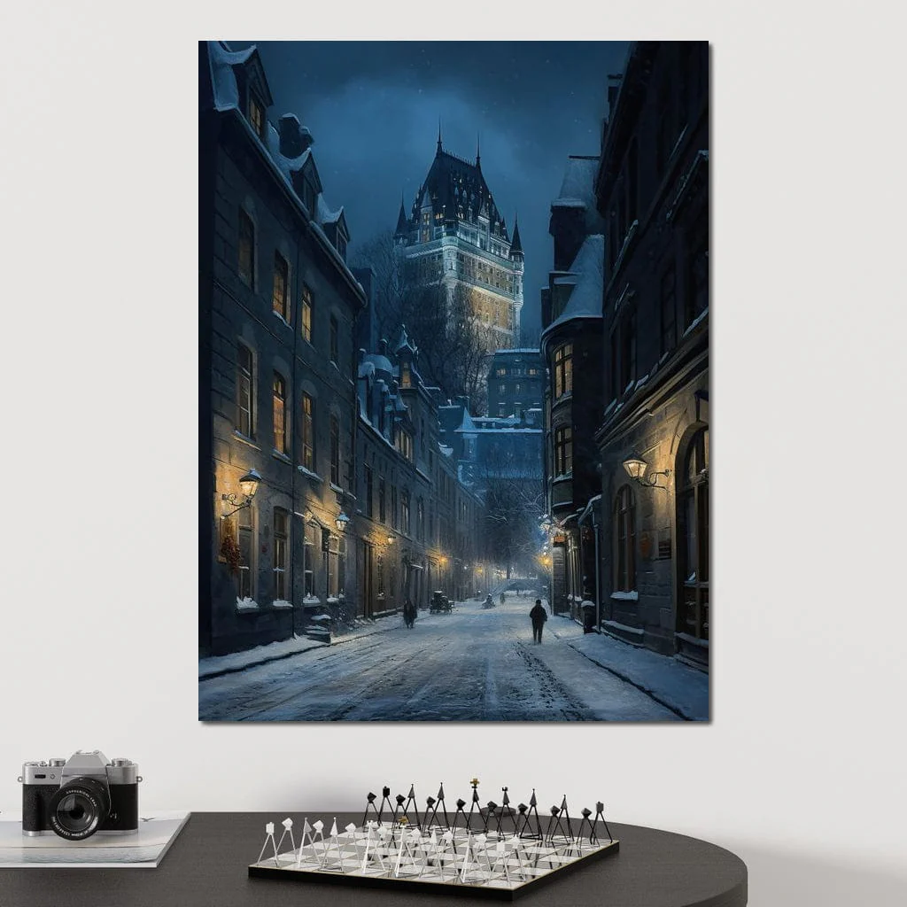 Quebec City Street On a Winter Night - Image 2