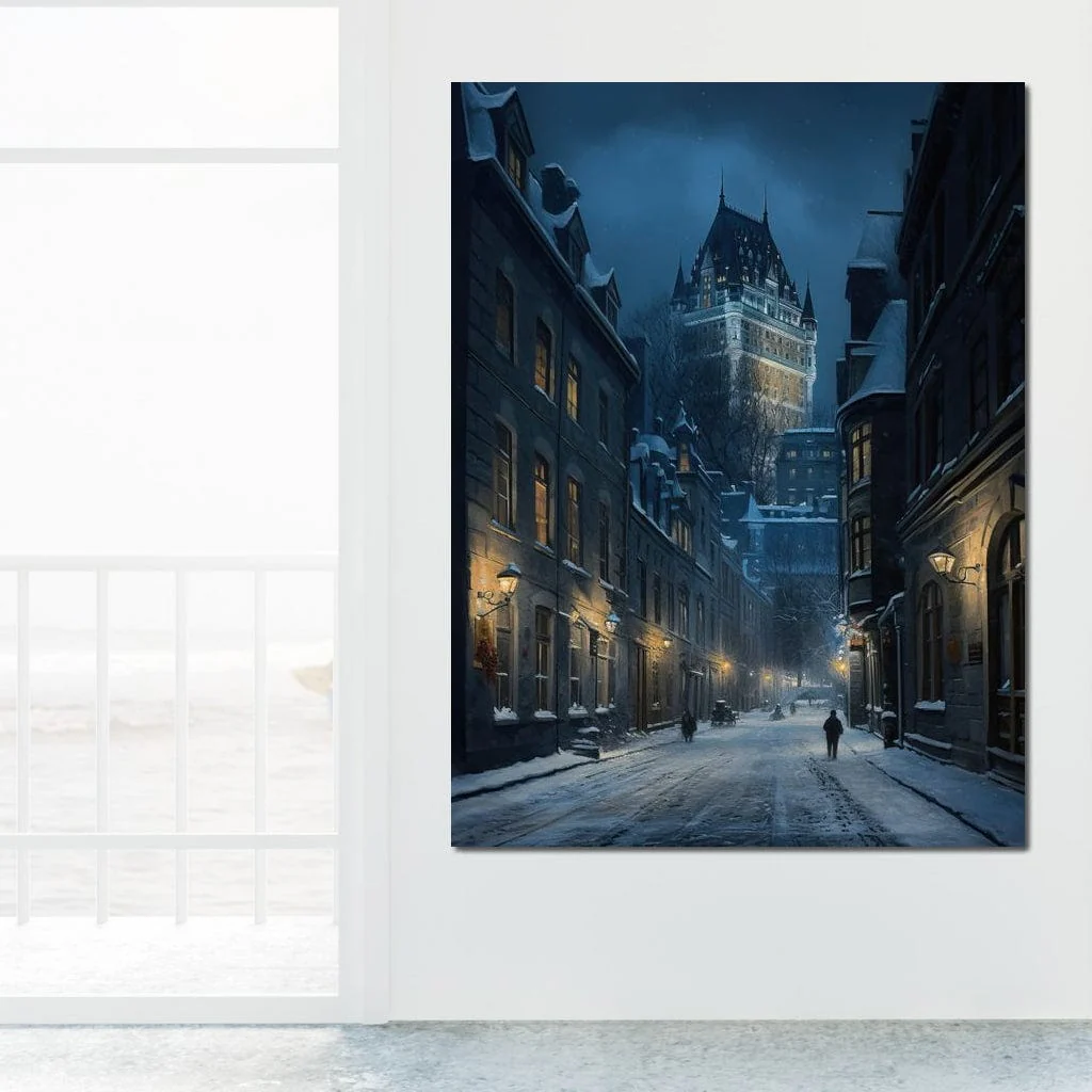 Quebec City Street On a Winter Night - Image 6