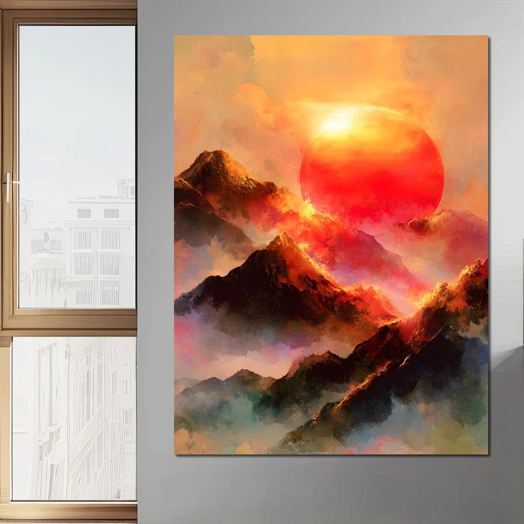Radiant Dawn Over Ignited Peaks - Image 6