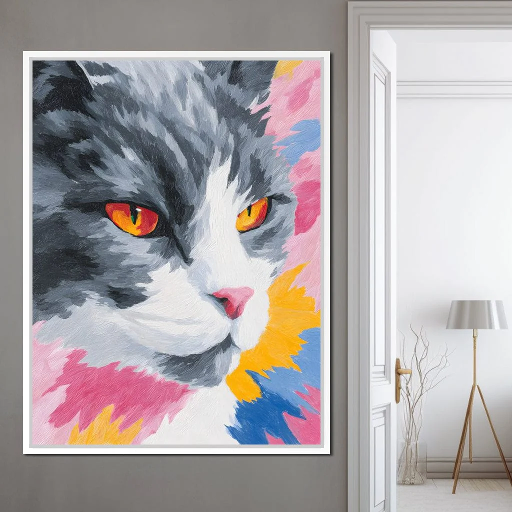 Radiant Feline Fire Eyes Portrait - Image 12