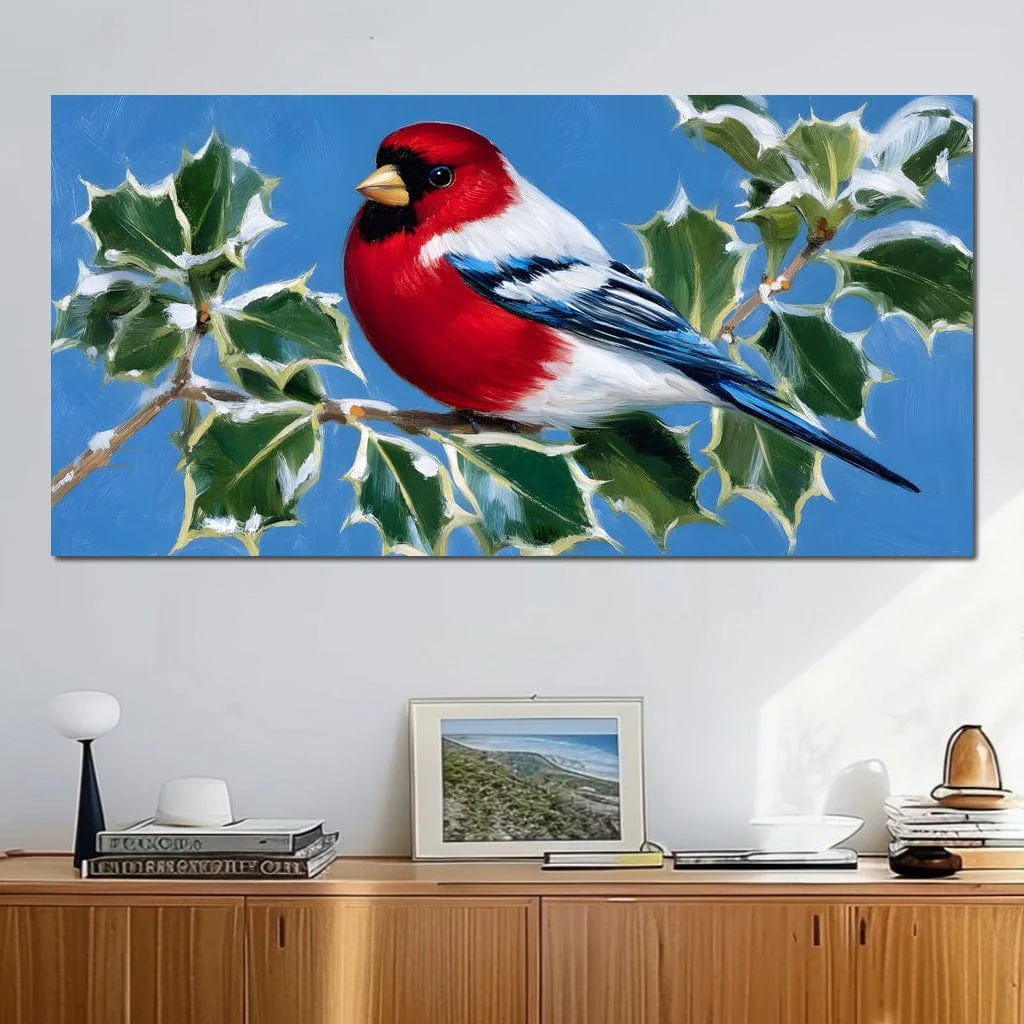 Radiant Finch on Holly Branch - Image 7