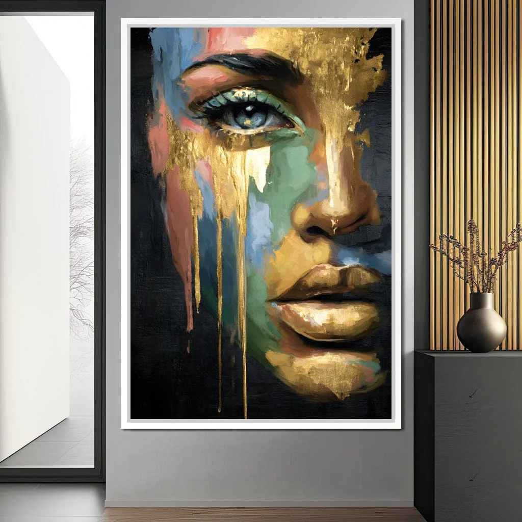 Radiant Gold Drip Face Painting - Image 6