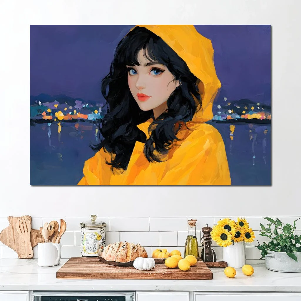 Raincoat Girl Under City Lights - Image 9