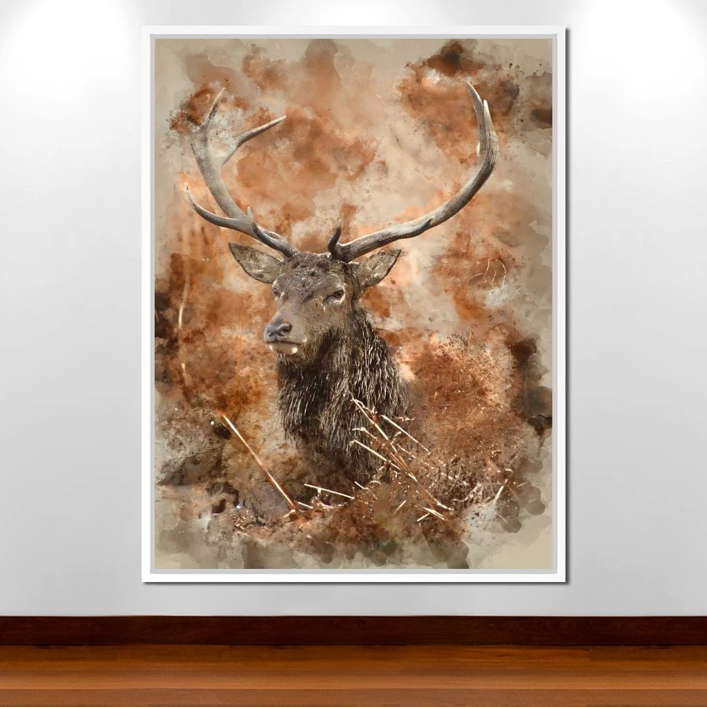Red Deer Stag on Brown Background - Image 14