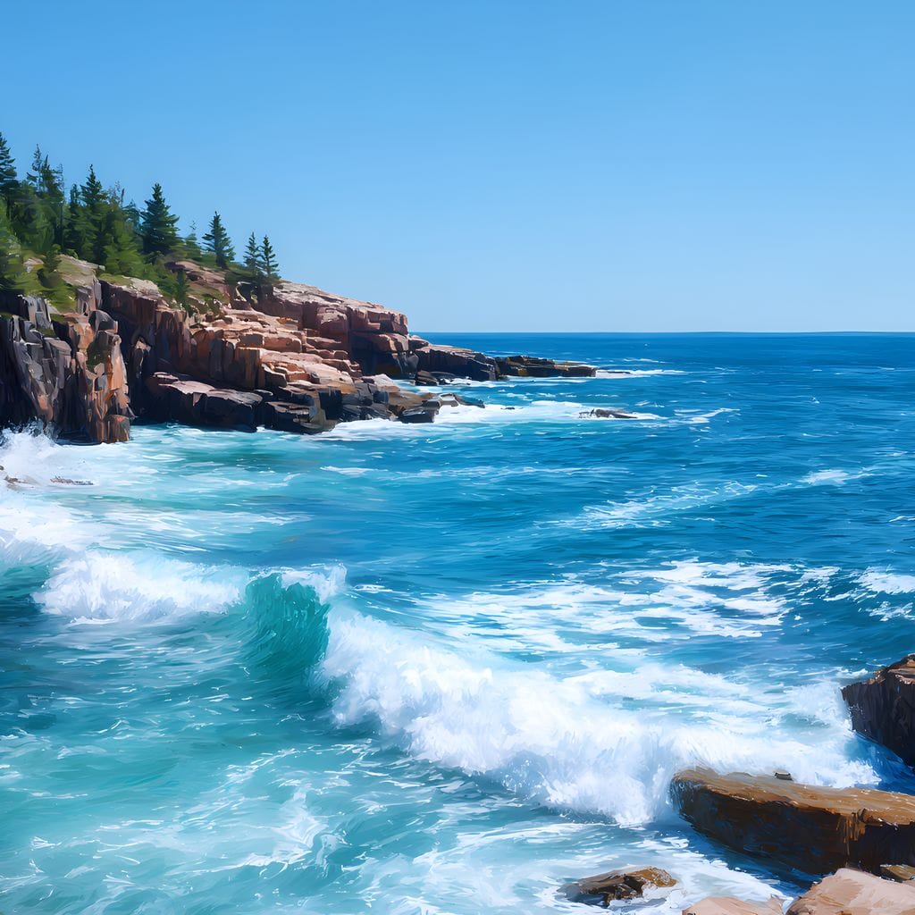 Rocky Coast Breakers Blue Sky - Image 14