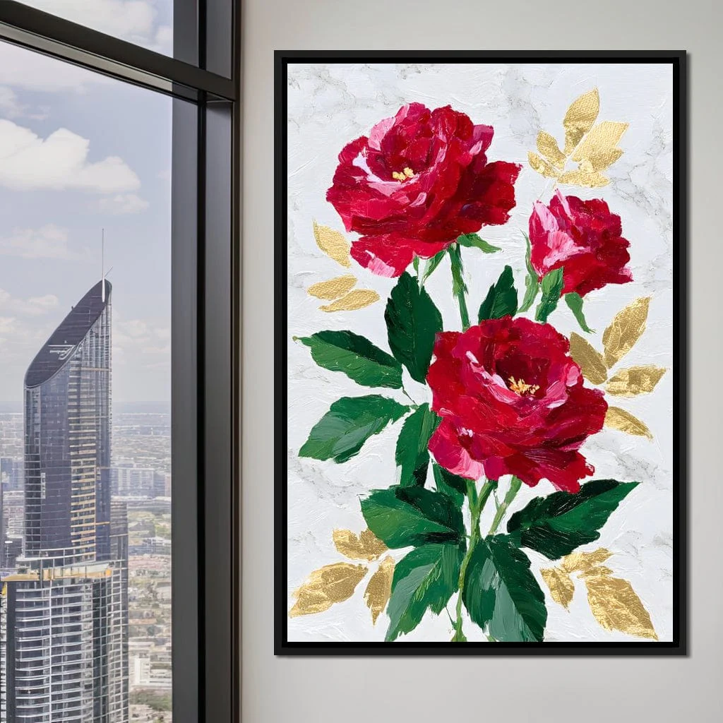 Romantic Red Roses Gold Leaf - Image 12