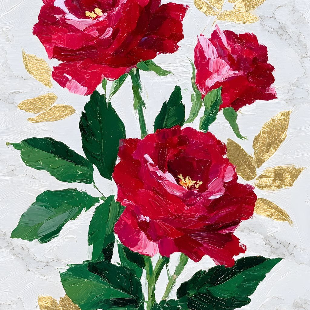 Romantic Red Roses Gold Leaf - Image 13