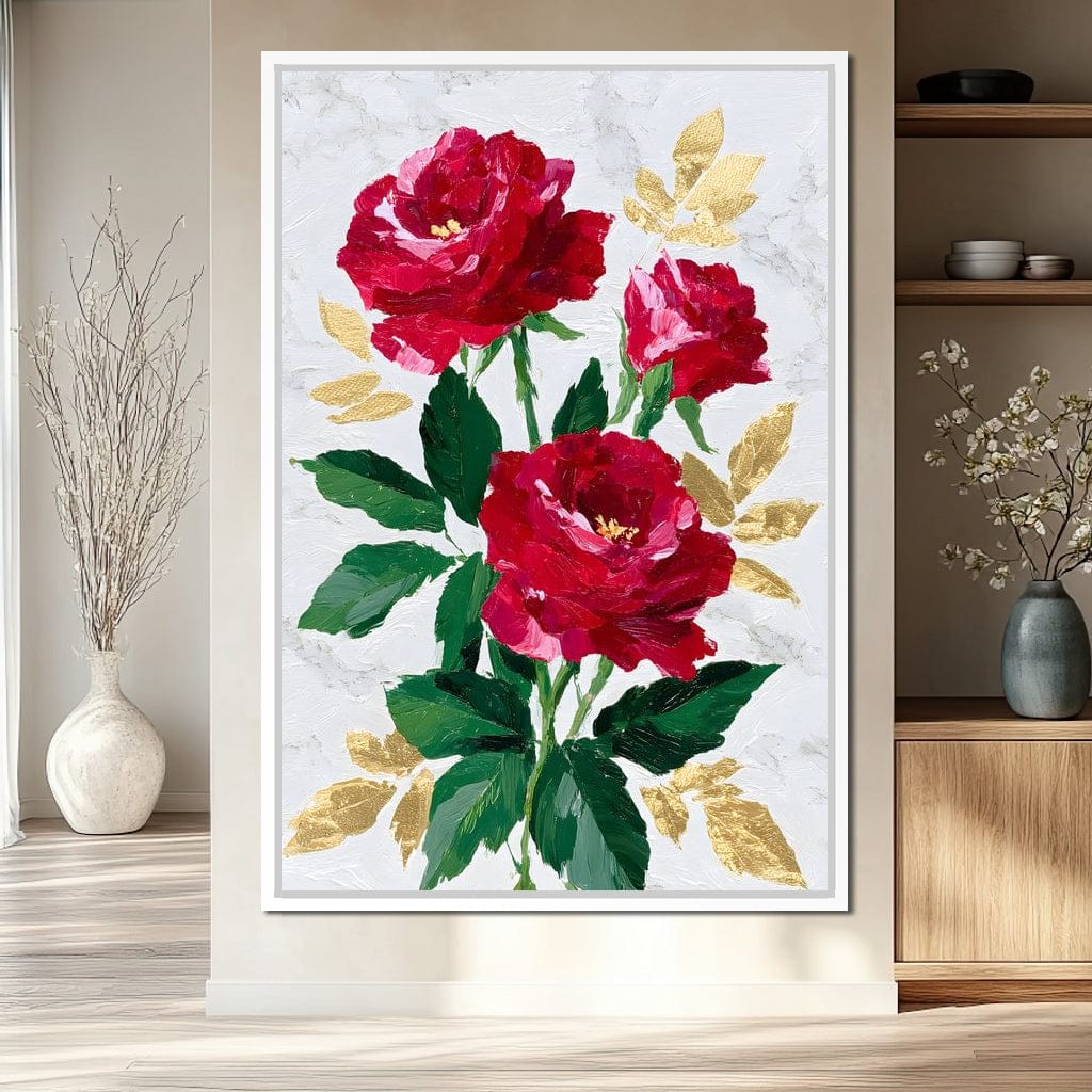 Romantic Red Roses Gold Leaf - Image 2