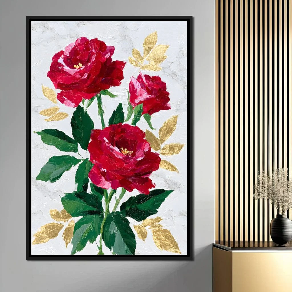 Romantic Red Roses Gold Leaf - Image 3
