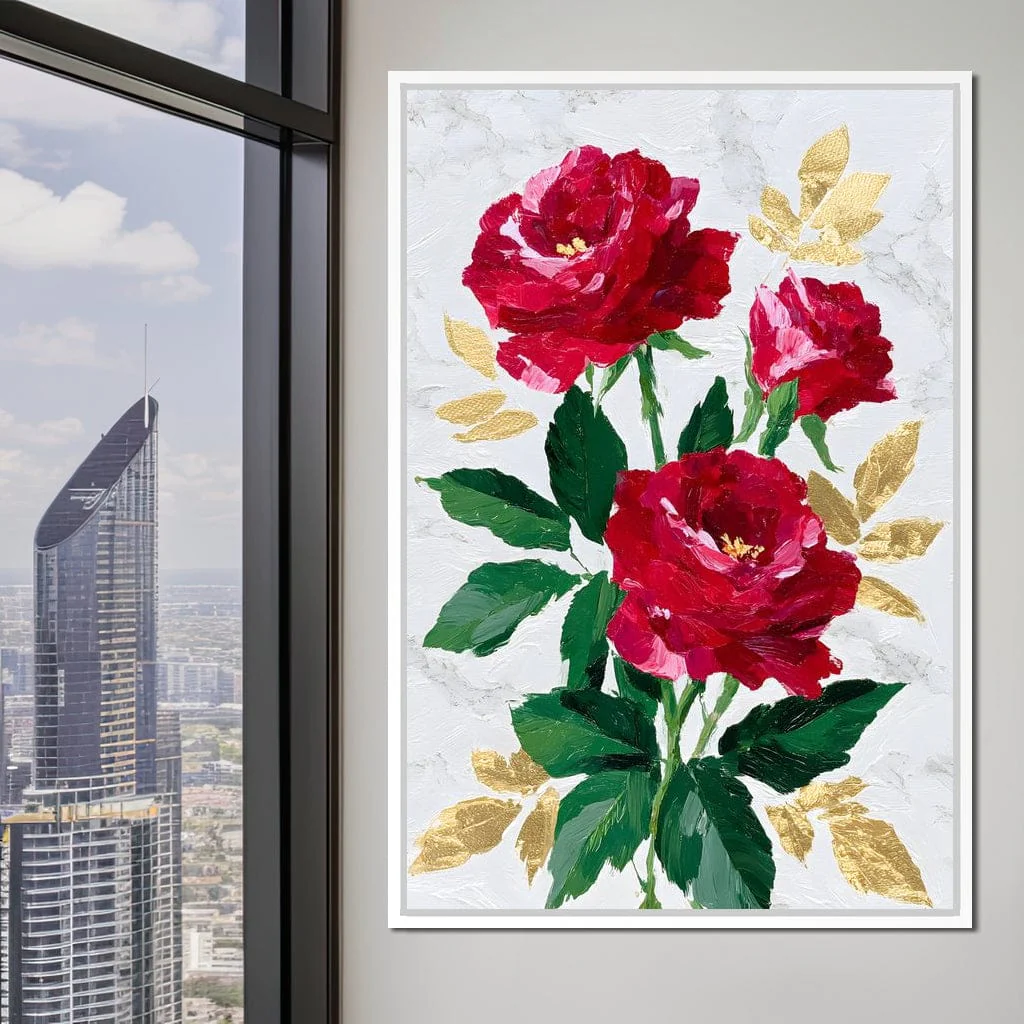 Romantic Red Roses Gold Leaf - Image 4